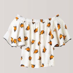 Ganni off-shoulder floral top